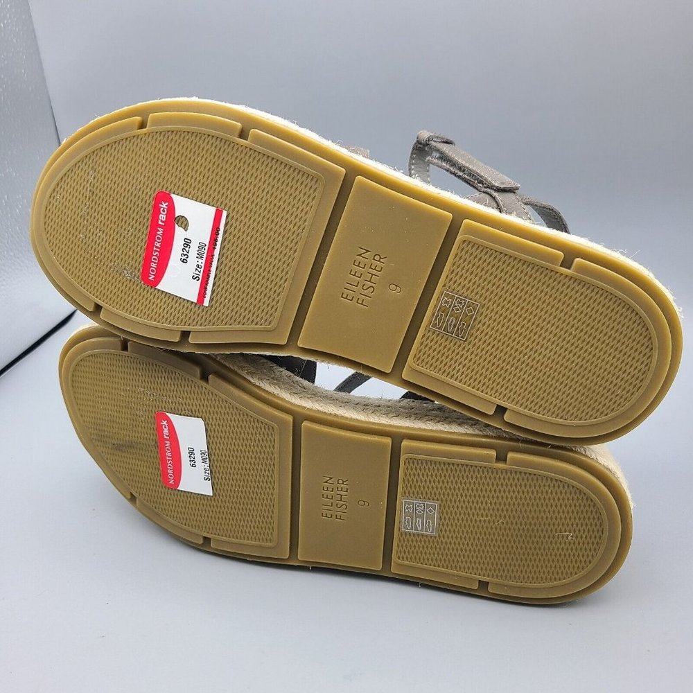 EILEEN FISHER sandals Devi gray Platform wedge Espadrille jute strappy sz 9 new - Picture 8 of 10
